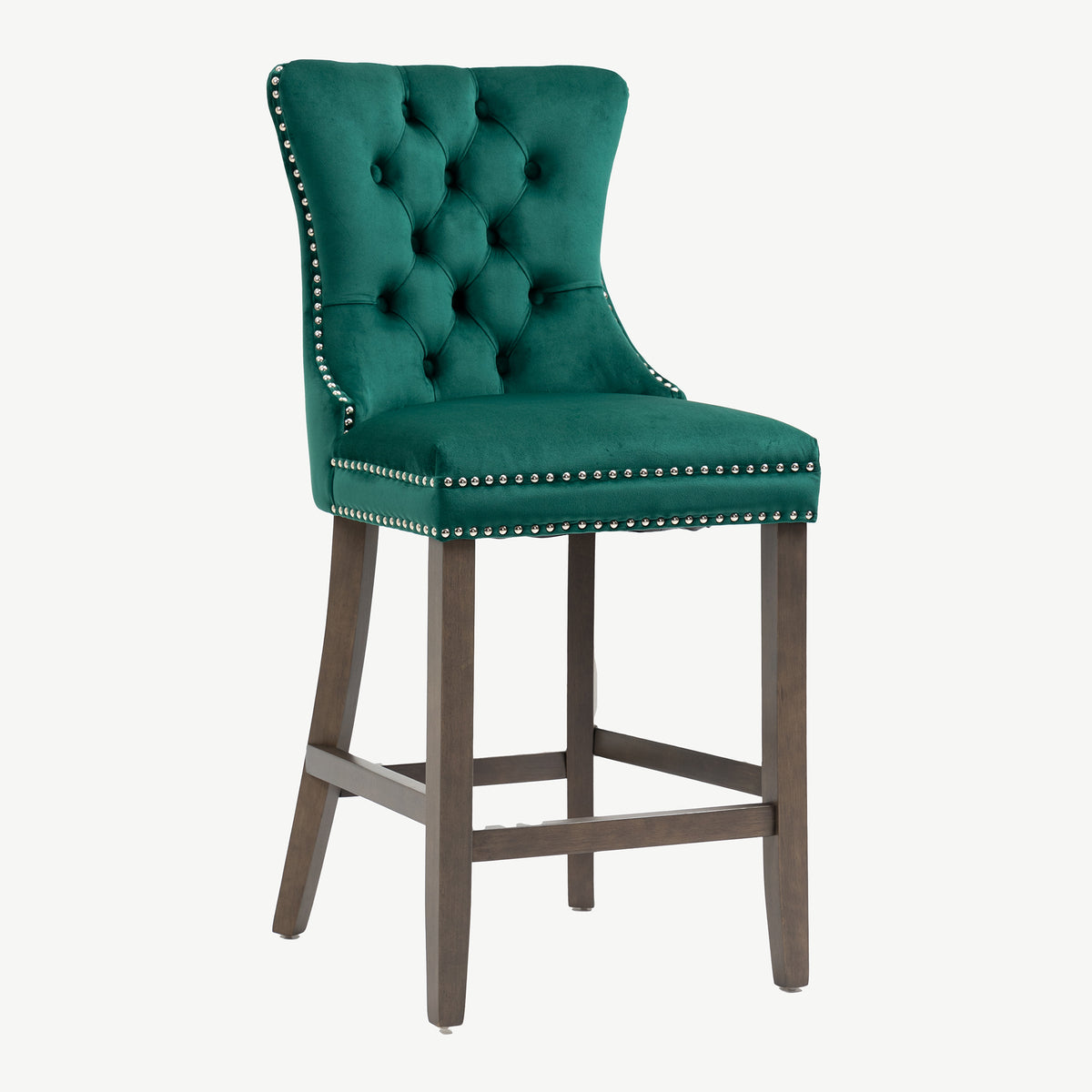 Kacey Bar Stool Green Velvet Antique Leg Moffett & Sons