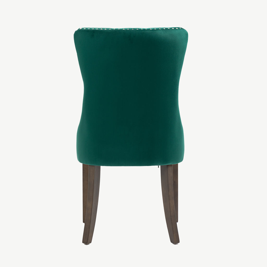 Kacey Dining Chairs Green Velvet Antique Leg