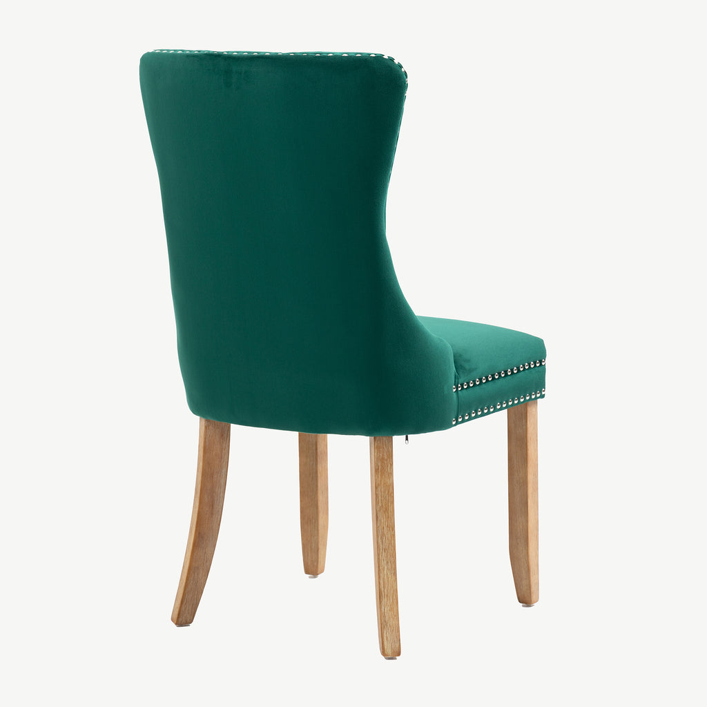 Kacey Dining Chairs Green Velvet Brushed Leg