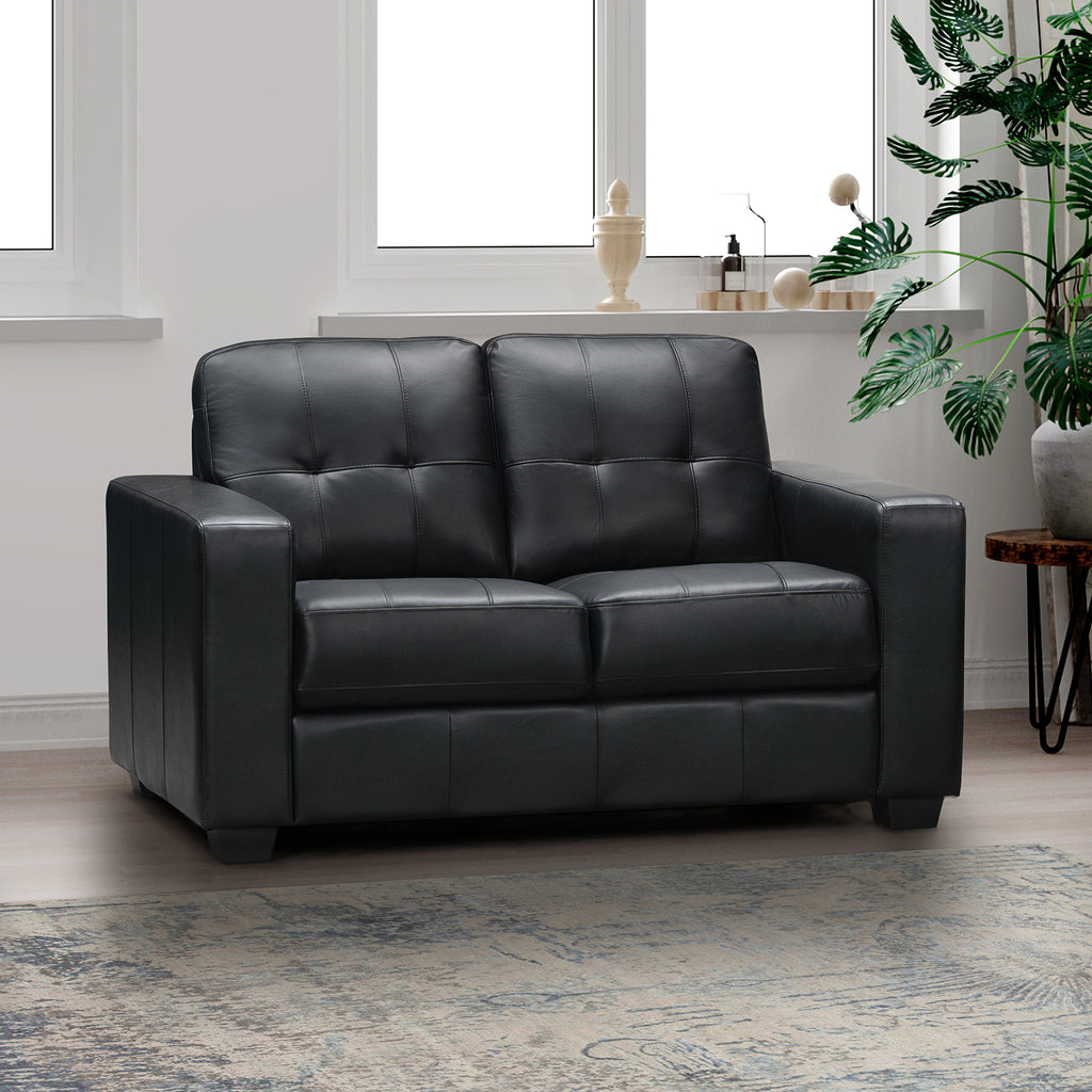 Shannon 2 Seater Black Leather