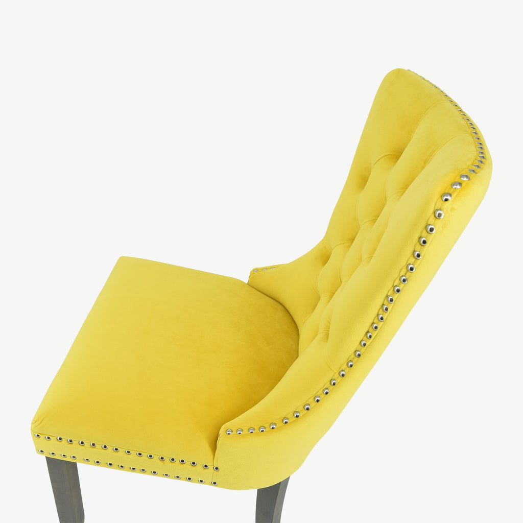 Kacey Dining Chairs Gold Velvet Antique Leg
