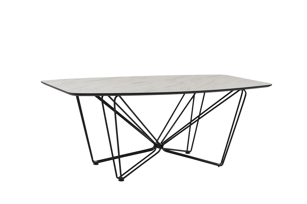 Mitchell Dining Table Marble Effect Black Metal Frame