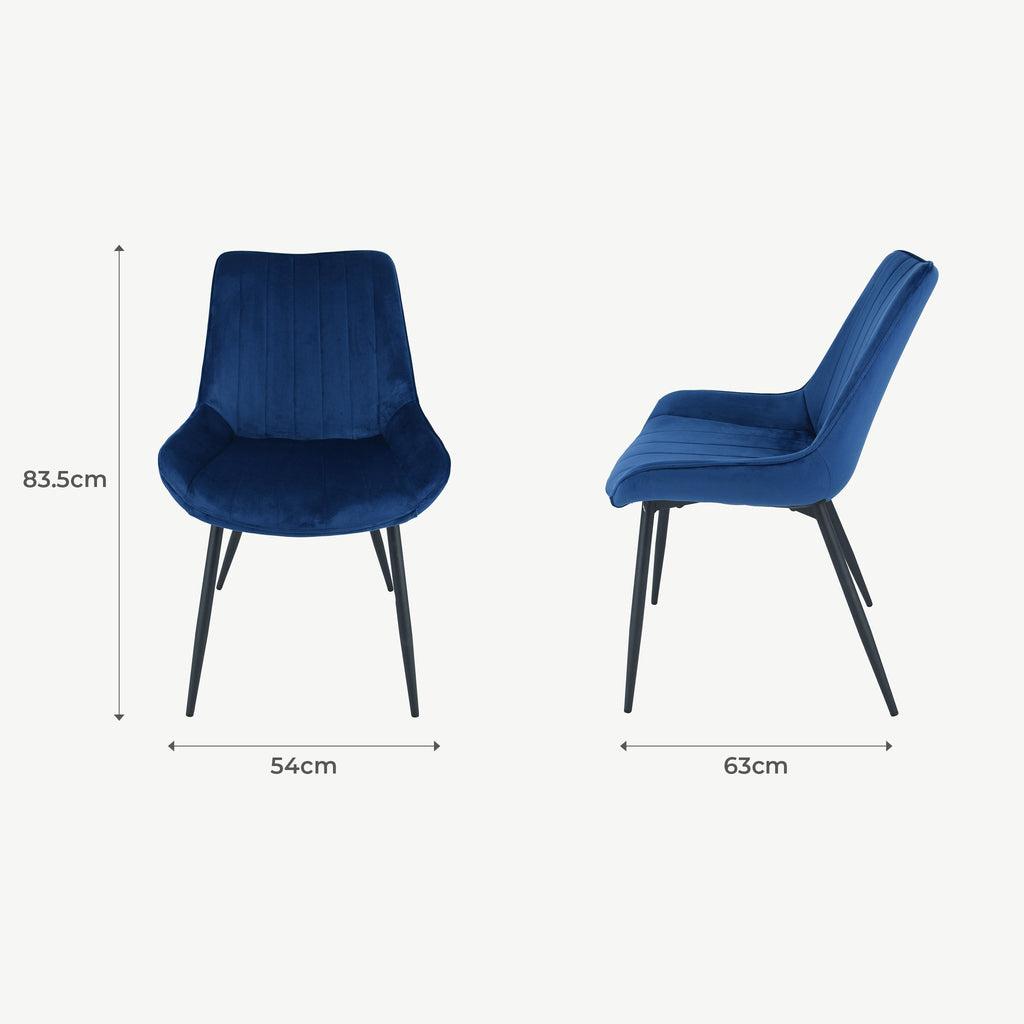 Anglia Dining Chairs Navy Velvet