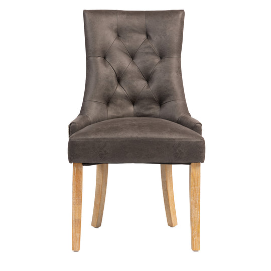 Jenna Chair Nutmeg PU with Natural Chenille
