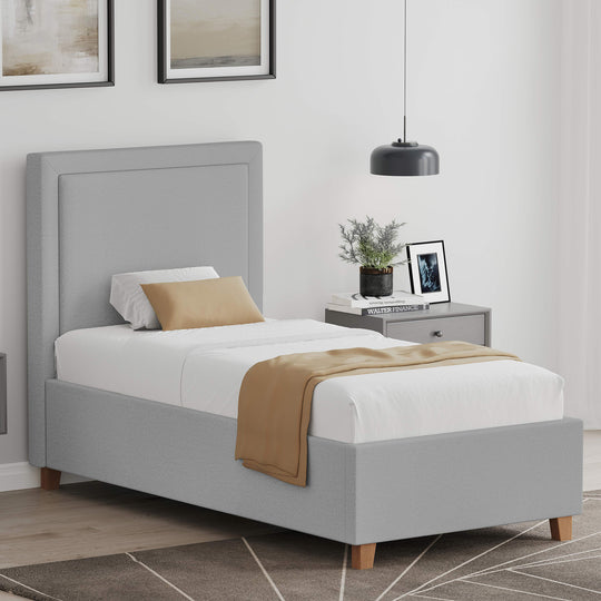 4' Bonnie Upholstered Ottoman Bed Frame Greige Fabric