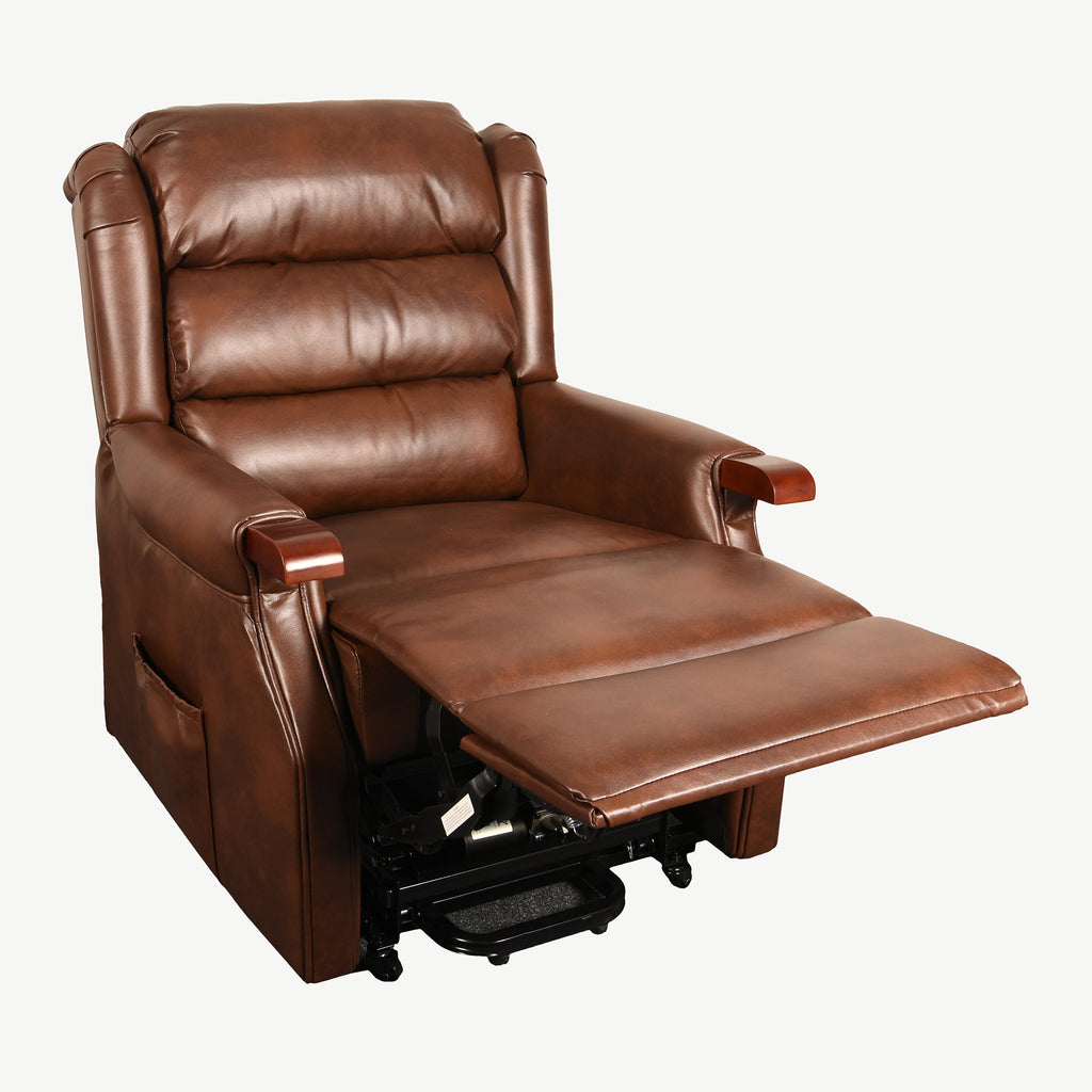 Exeter Lift Tilt Chair Two Tone Brown Leather Air Double Motor