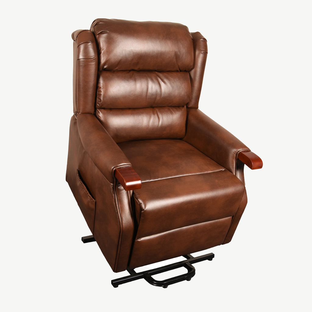 Exeter Lift Tilt Chair Two Tone Brown Leather Air Double Motor