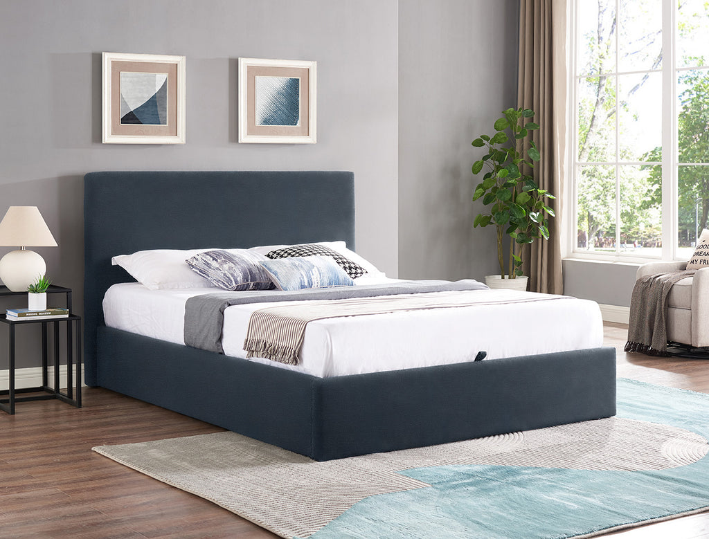 4' Ezra Ottoman Upholstered Bed Frame Navy