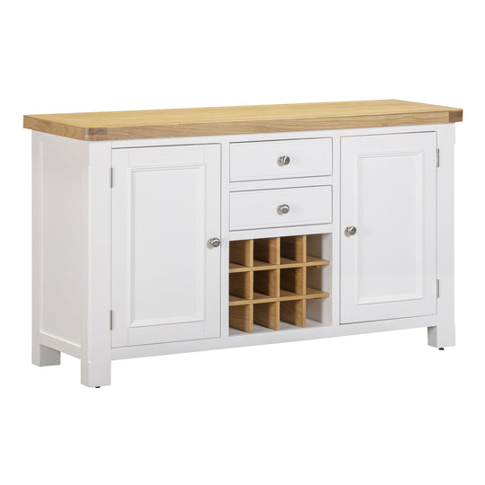 Mayfair Large Sideboard with Wine Rack - Oak/White