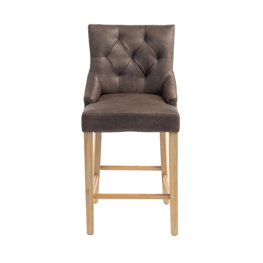 Jenna Bar Stool Nutmeg PU with Natural Chenille