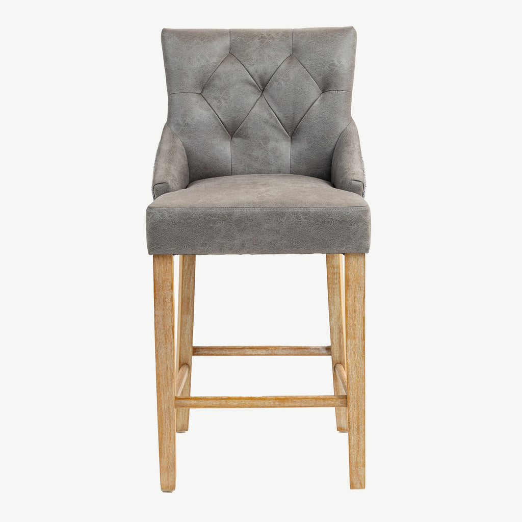 Jenna Bar Stool Steel PU with Mid Grey Chenille