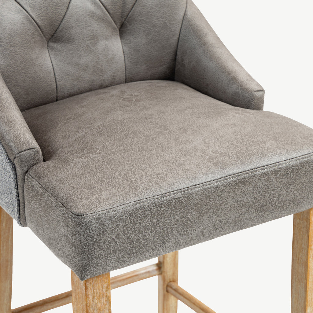 Jenna Bar Stool Steel PU with Mid Grey Chenille