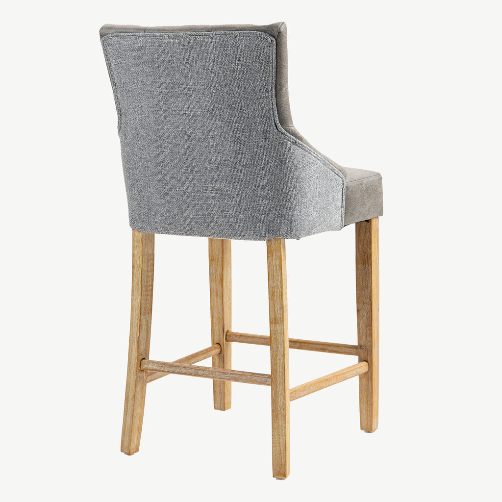 Jenna Bar Stool Steel PU with Mid Grey Chenille