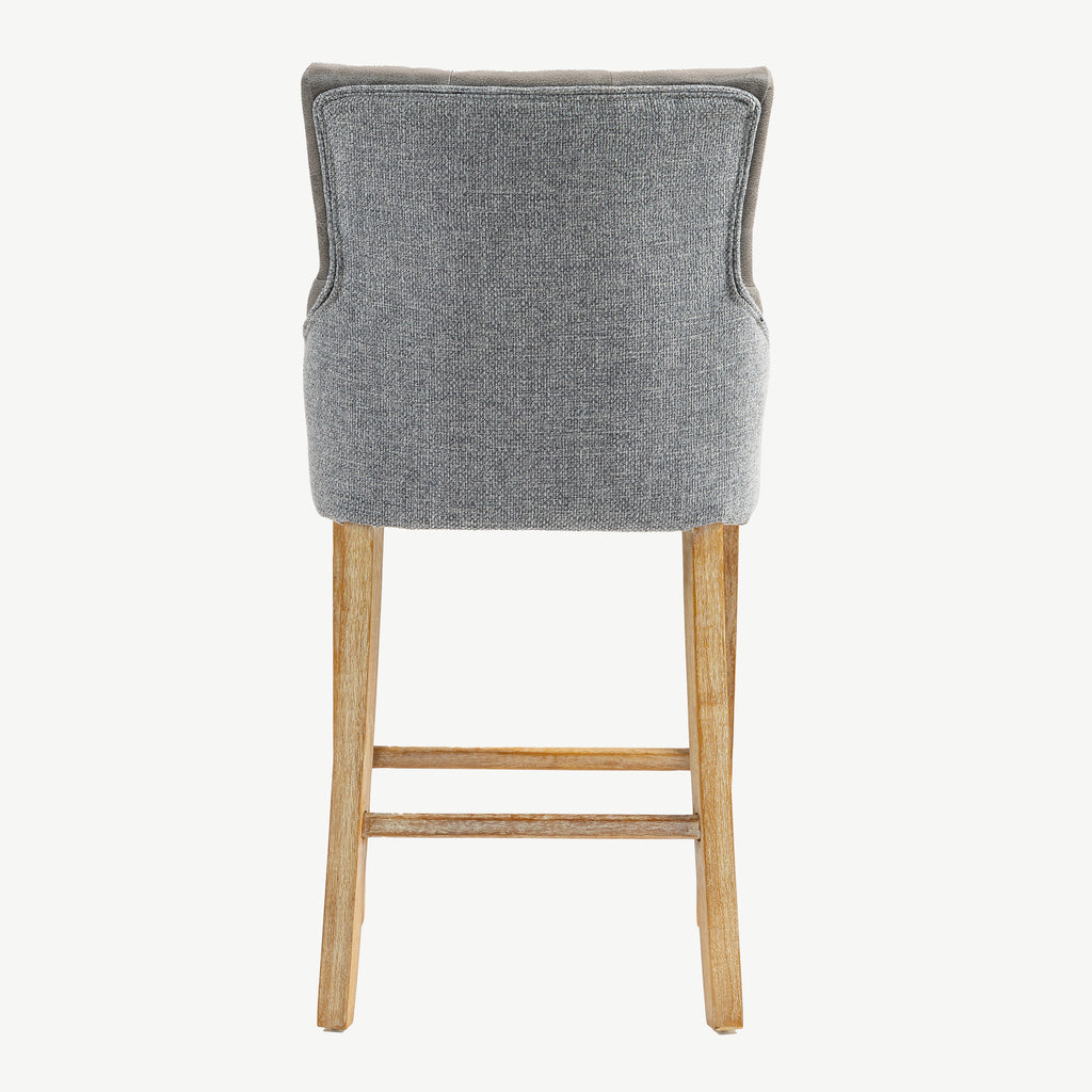 Jenna Bar Stool Steel PU with Mid Grey Chenille