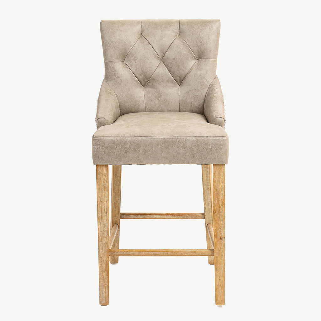 Jenna Bar Stool Mink PU with Natural Chenille