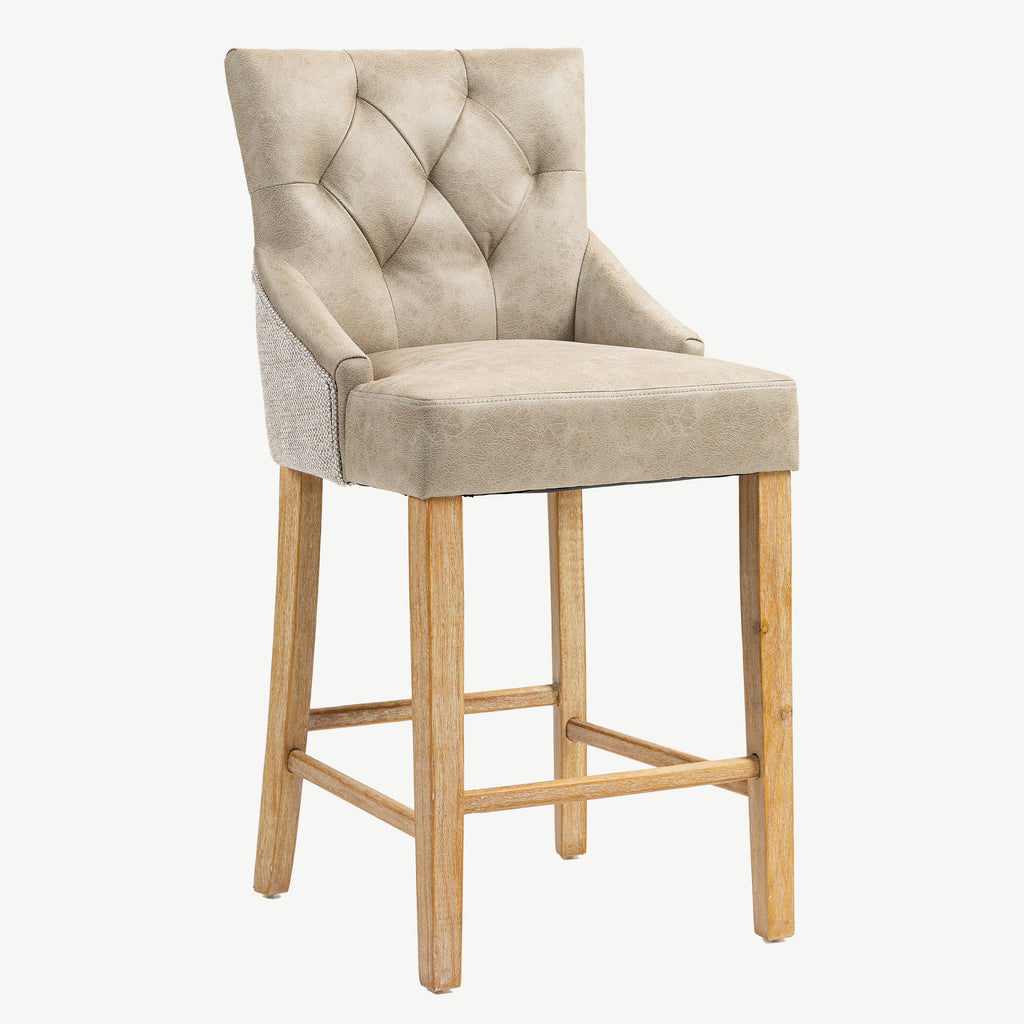 Jenna Bar Stool Mink PU with Natural Chenille