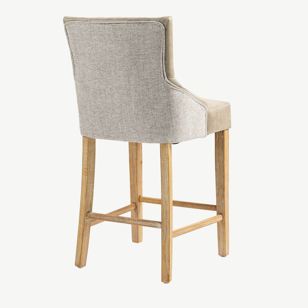 Jenna Bar Stool Mink PU with Natural Chenille