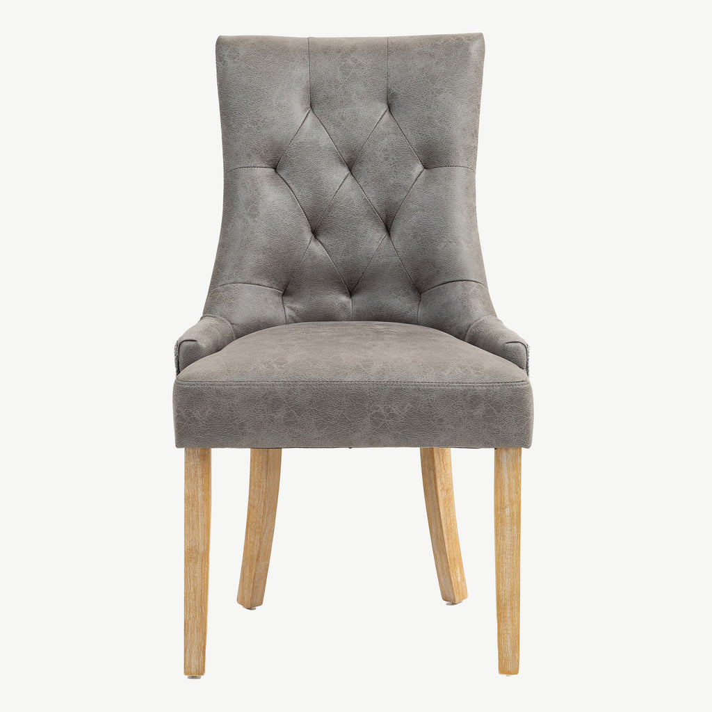 Jenna Chair Steel PU with Mid Grey Chenille