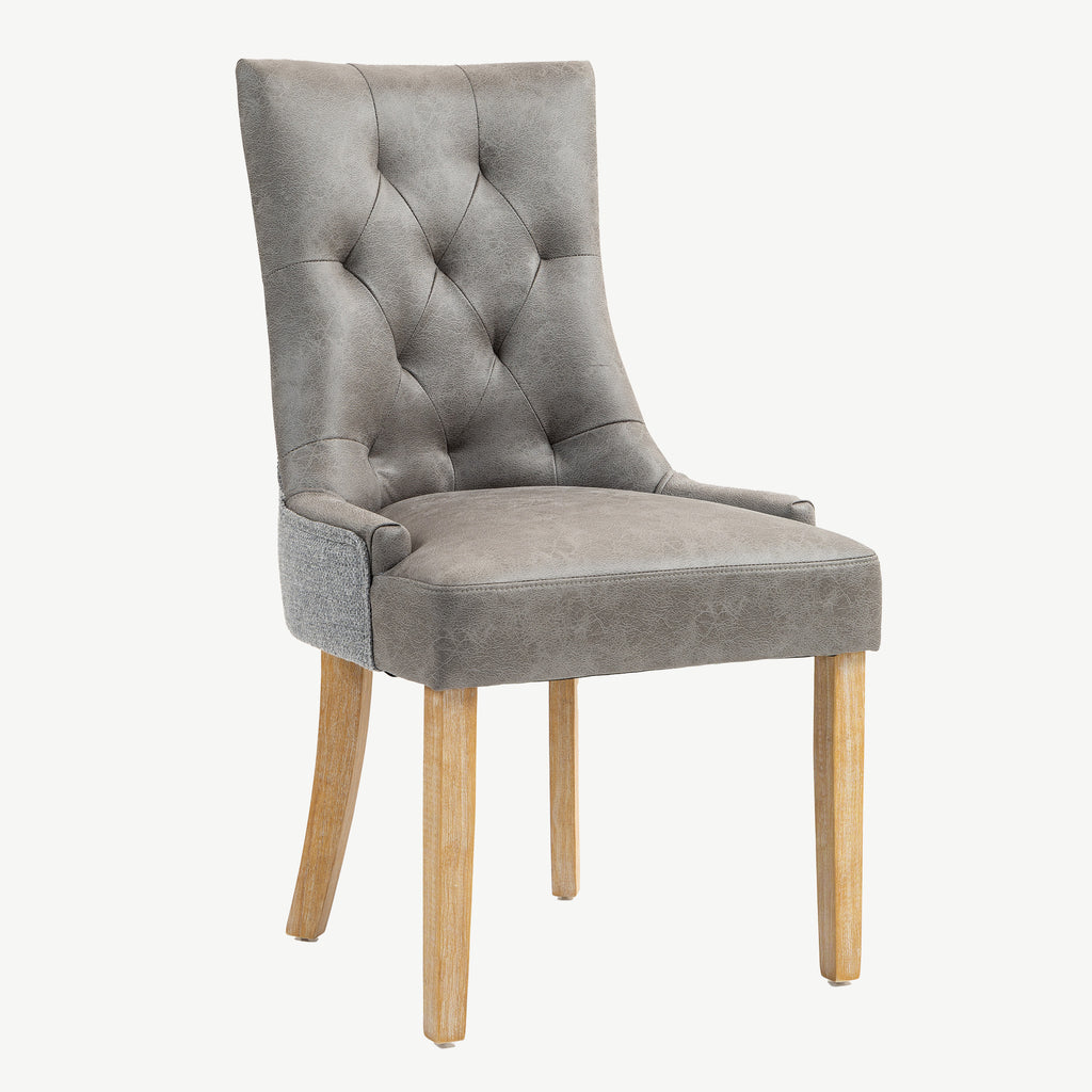 Jenna Chair Steel PU with Mid Grey Chenille