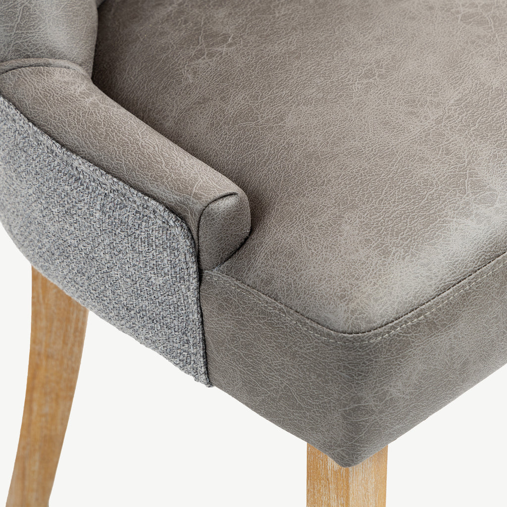 Jenna Chair Steel PU with Mid Grey Chenille