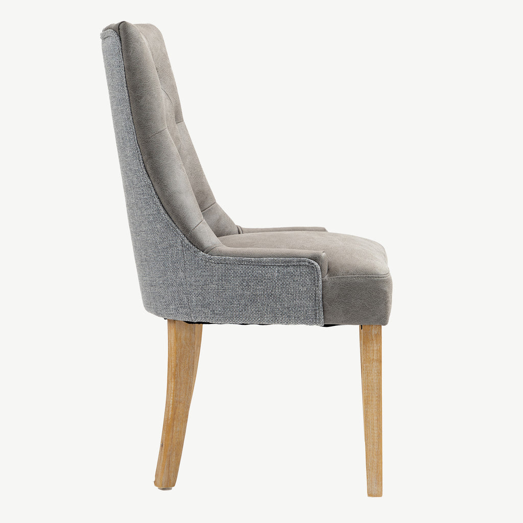 Jenna Chair Steel PU with Mid Grey Chenille