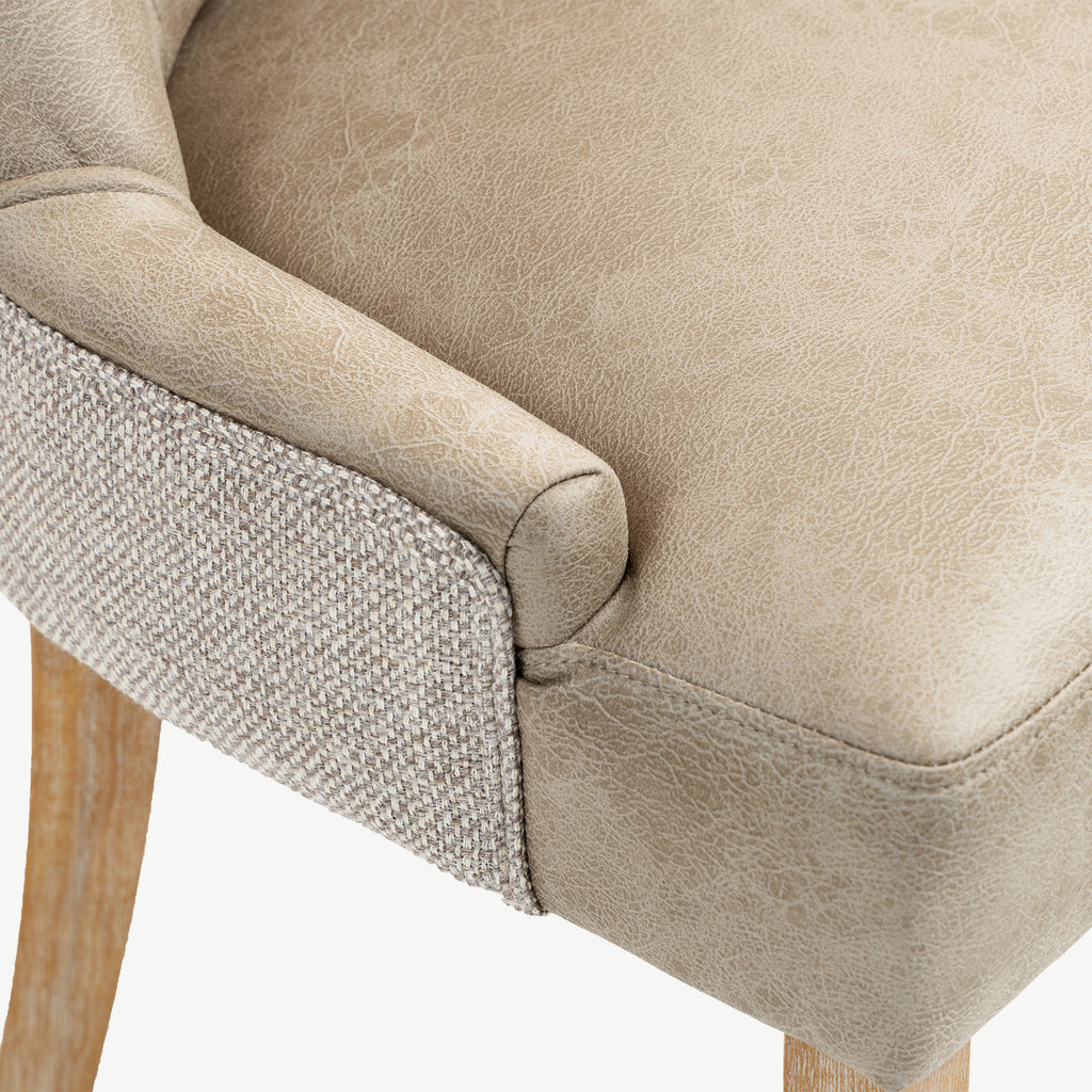 Jenna Chair Mink PU with Natural Chenille