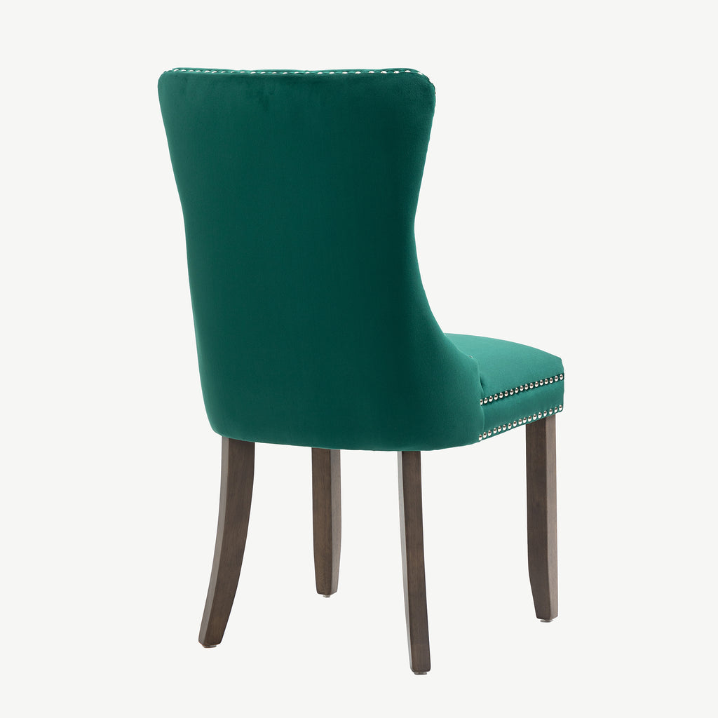 Kacey Dining Chairs Green Velvet Antique Leg