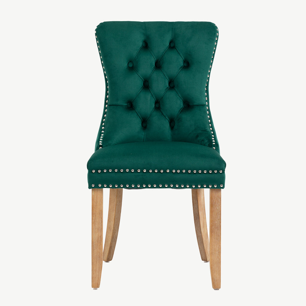 Kacey Dining Chairs Green Velvet Brushed Leg