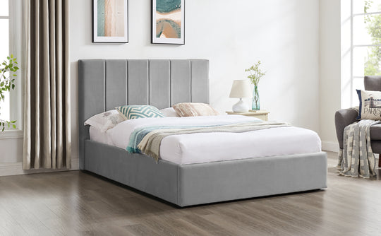 5' Lisa Upholstered Bed Frame Light Grey Velvet