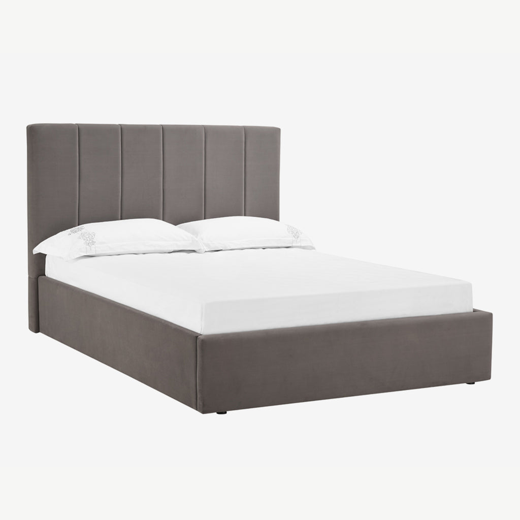 4'6 Lisa Upholstered Bed Frame Grey Velvet