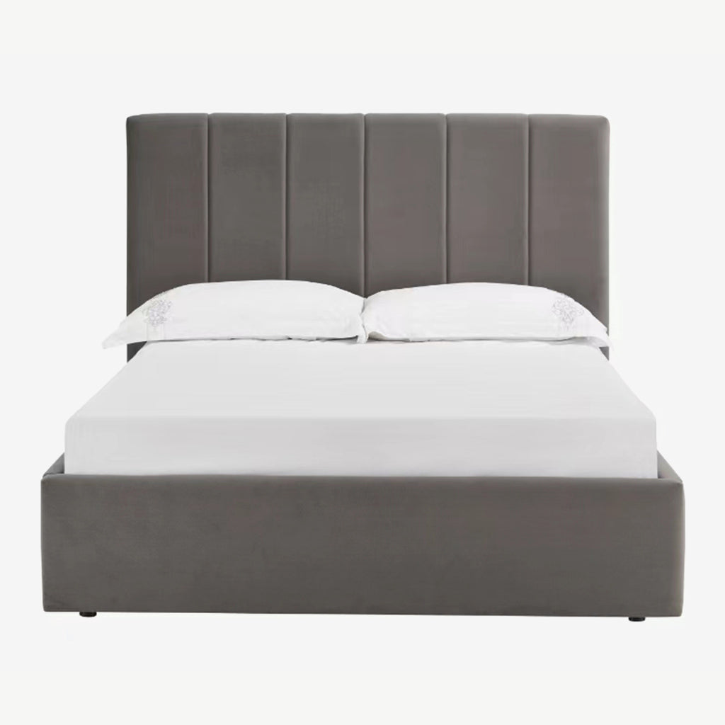 4'6 Lisa Upholstered Bed Frame Grey Velvet