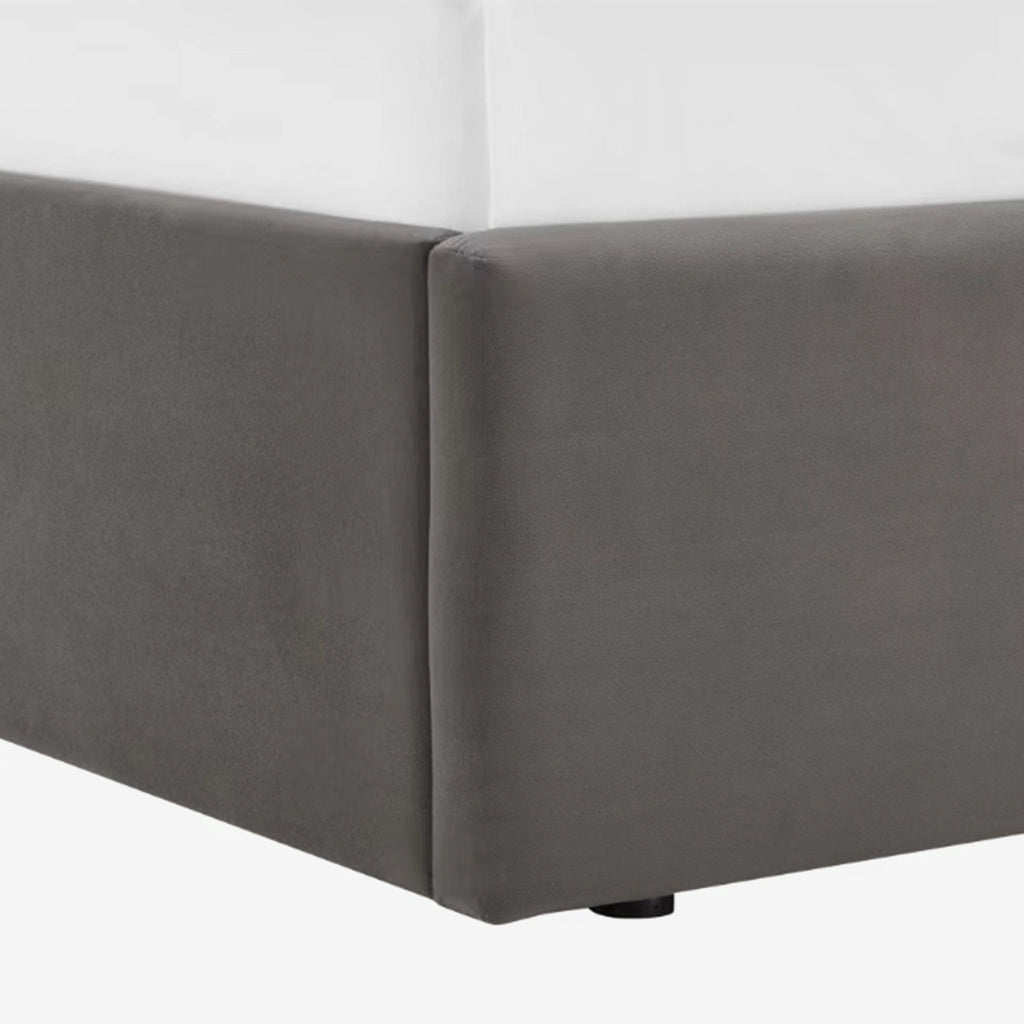 4'6 Lisa Upholstered Bed Frame Grey Velvet