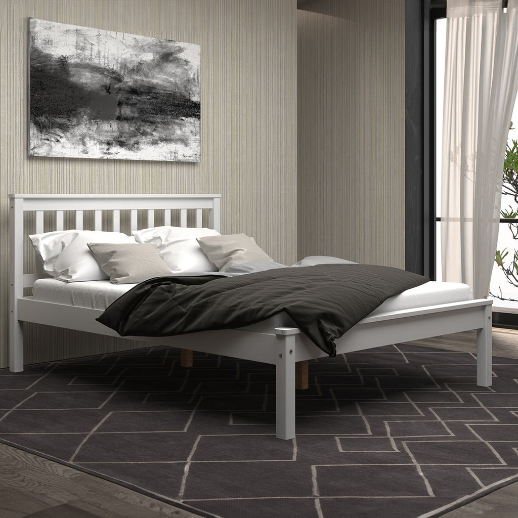 4'6 Rose Wooden Beds - White