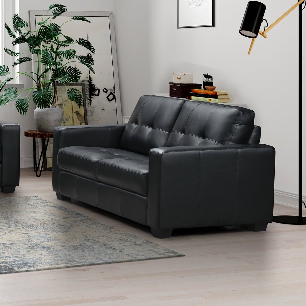 Shannon 3 Seater Black Leather