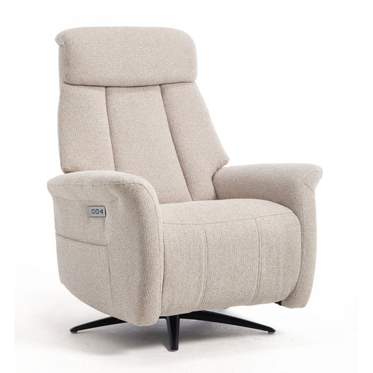 Hetty Swivel Recliner Beige Fabric