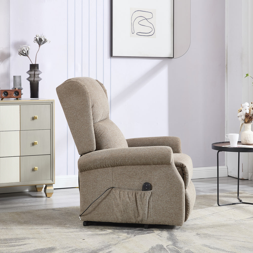 Denton Lift Tilt Chair Brown Fabric