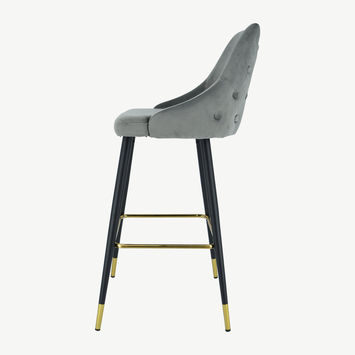 Set of 2 Ava Bar Stools Grey Velvet Moffett & Sons