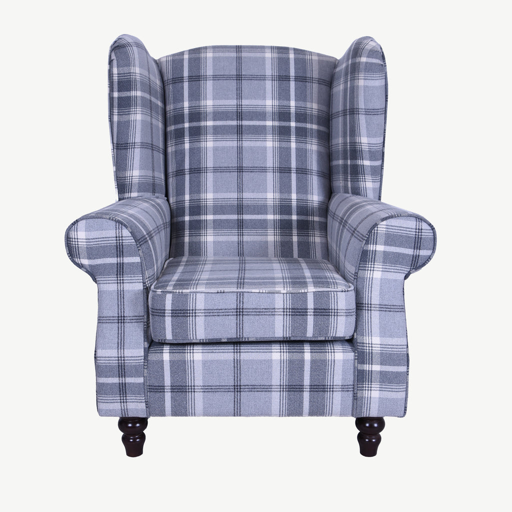 Buxton Armchair Dove Grey Check