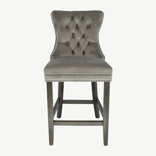 Kacey Bar Stool Mink Velvet Antique Leg