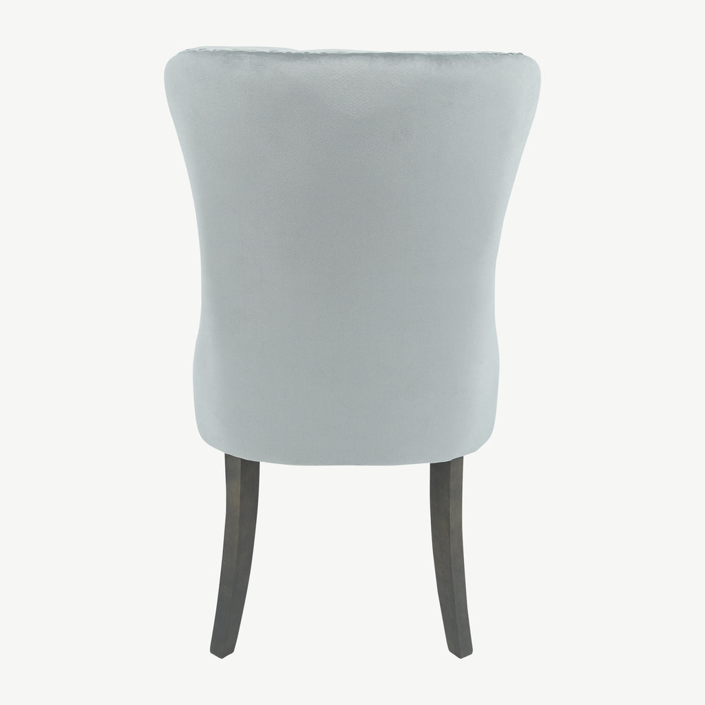 Kacey Dining Chairs Grey Velvet Antique Leg
