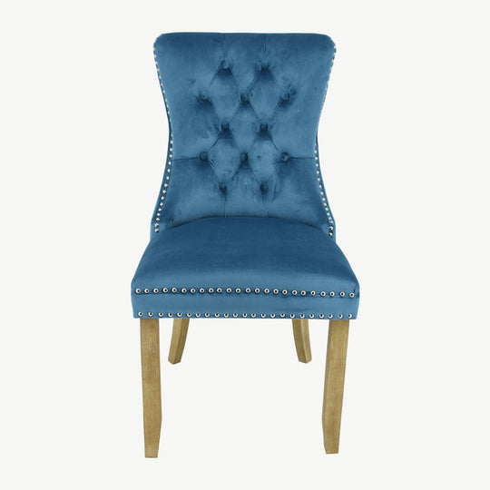 Kacey Dining Chairs Teal Velvet Brushed Leg