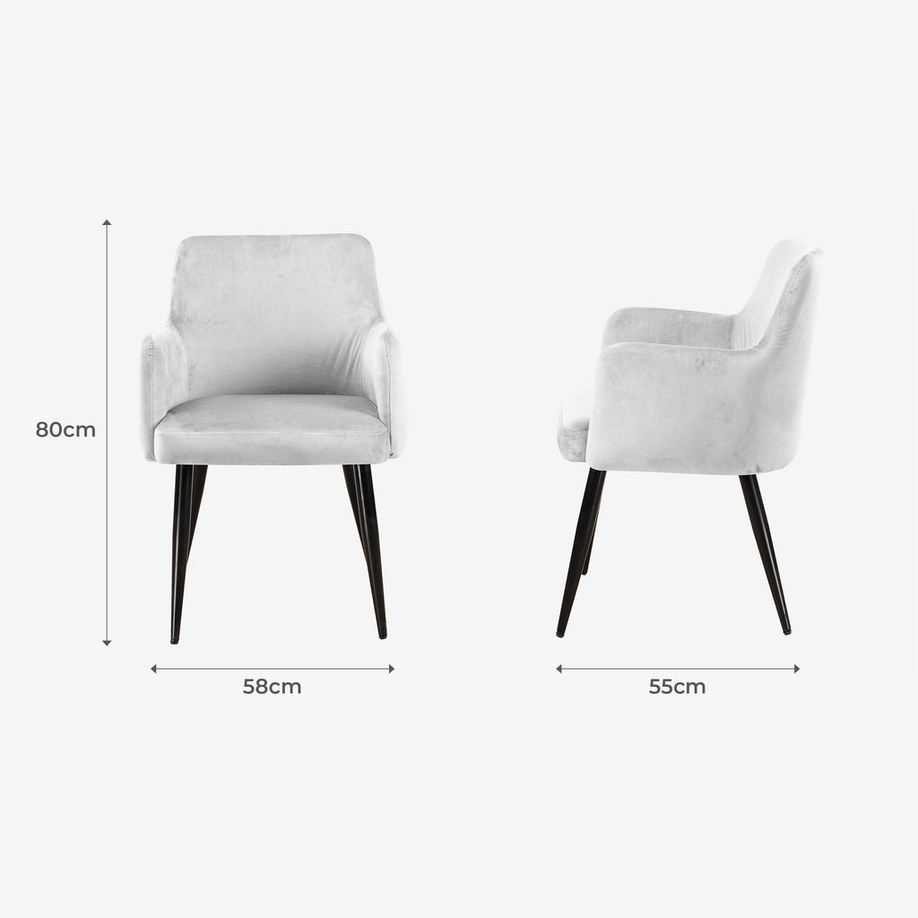 Set of 2 Larsen Dining Chairs Grey Velvet