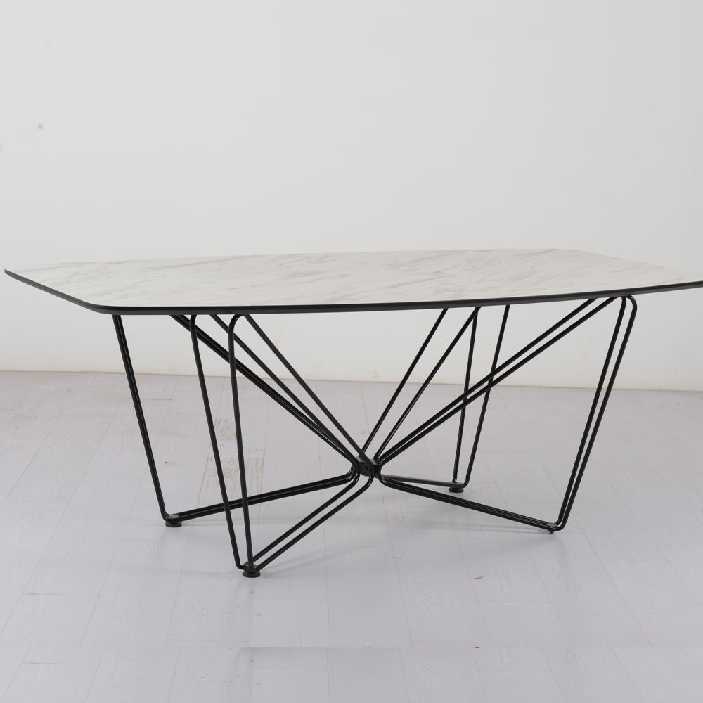 Mitchell Dining Table Marble Effect Black Metal Frame