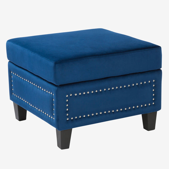 Paris Footstool Navy Velvet