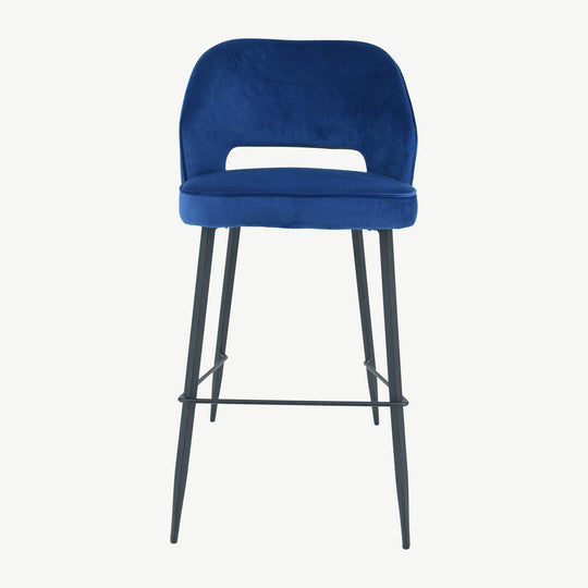 Sutton Bar Stool Navy Velvet Medium Height