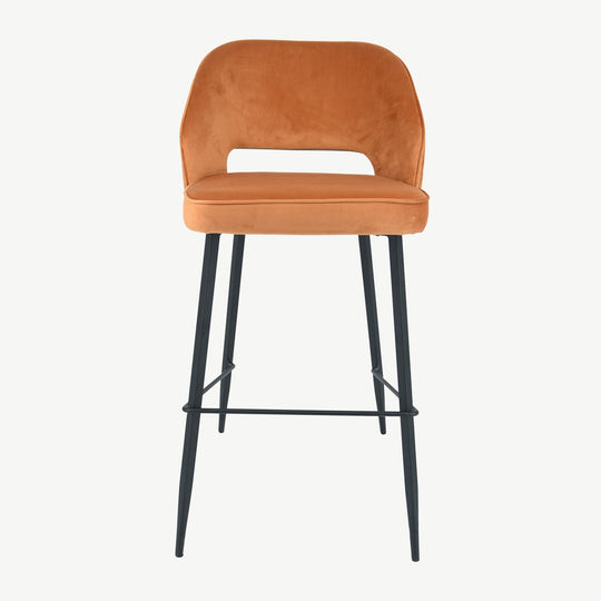Sutton Bar Stool Rust Velvet Medium Height