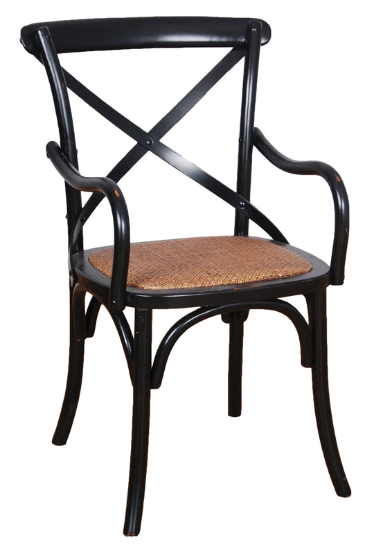 Crossback Dining Chair (Armchair) Black